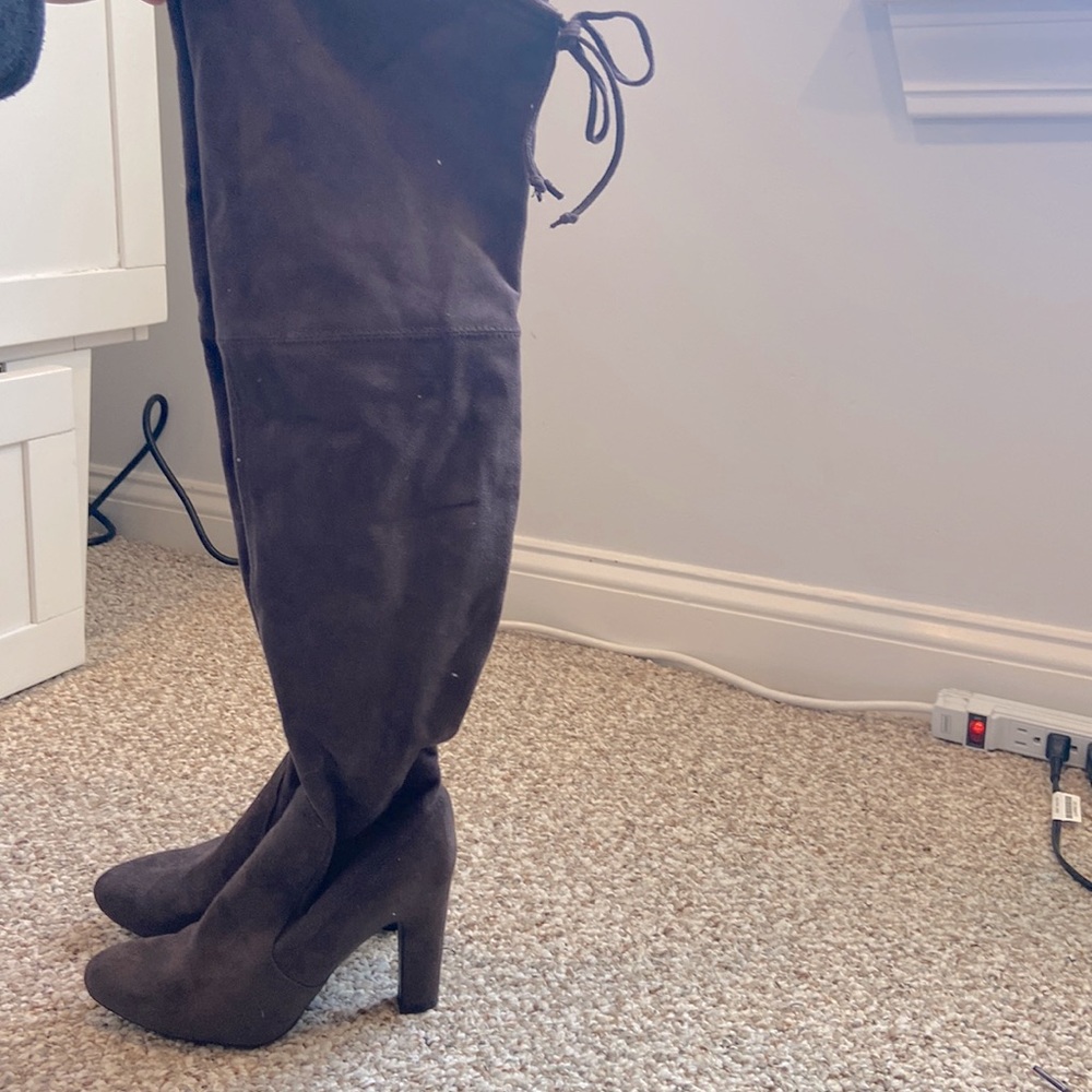 Size 6 grey zip up over the knee boots - excellent condition